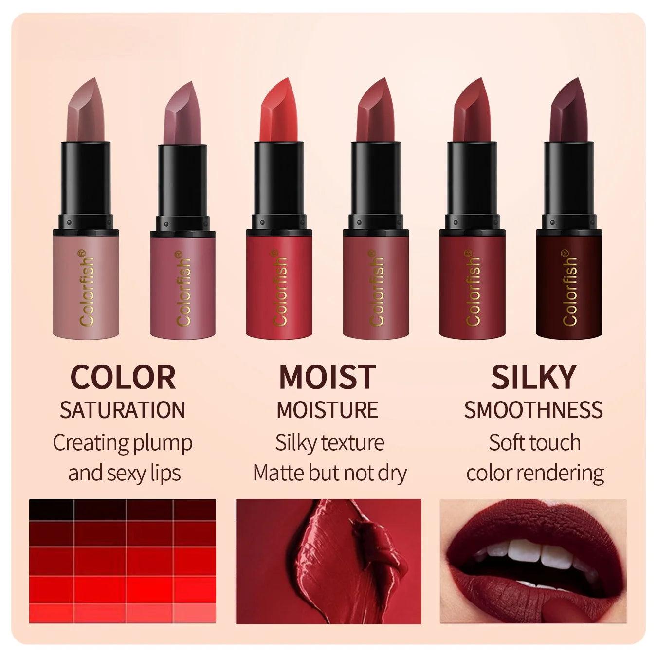 6PCS/set Velvet matte lipstick set, waterproof long-lasting non-stick cup nude lip gloss set