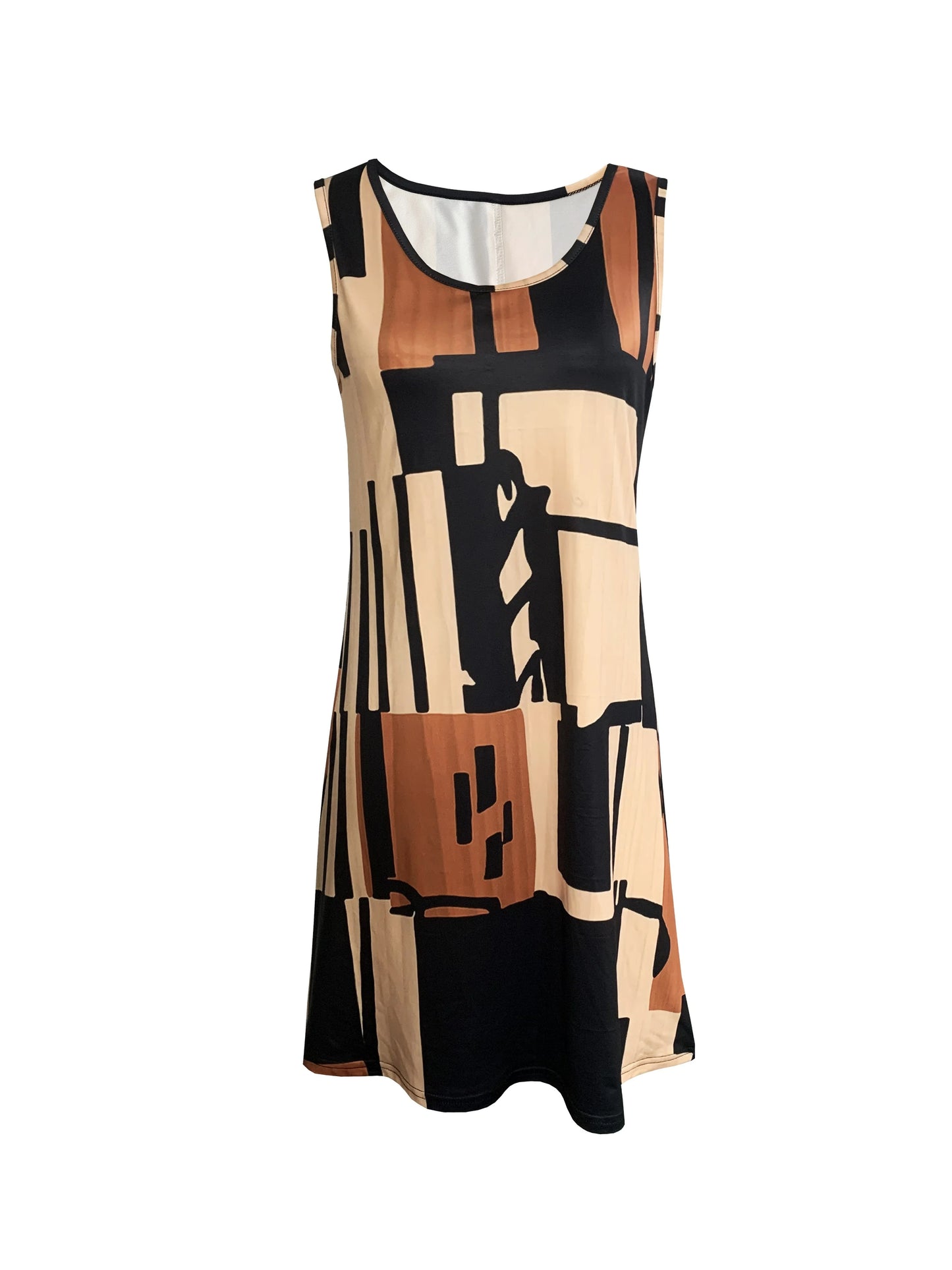 Spring&Summer Women's Geometric Pattern Sleeveless Dress For Summer Vacation,dresses for women summer,Women Bohemia Midi Dresses