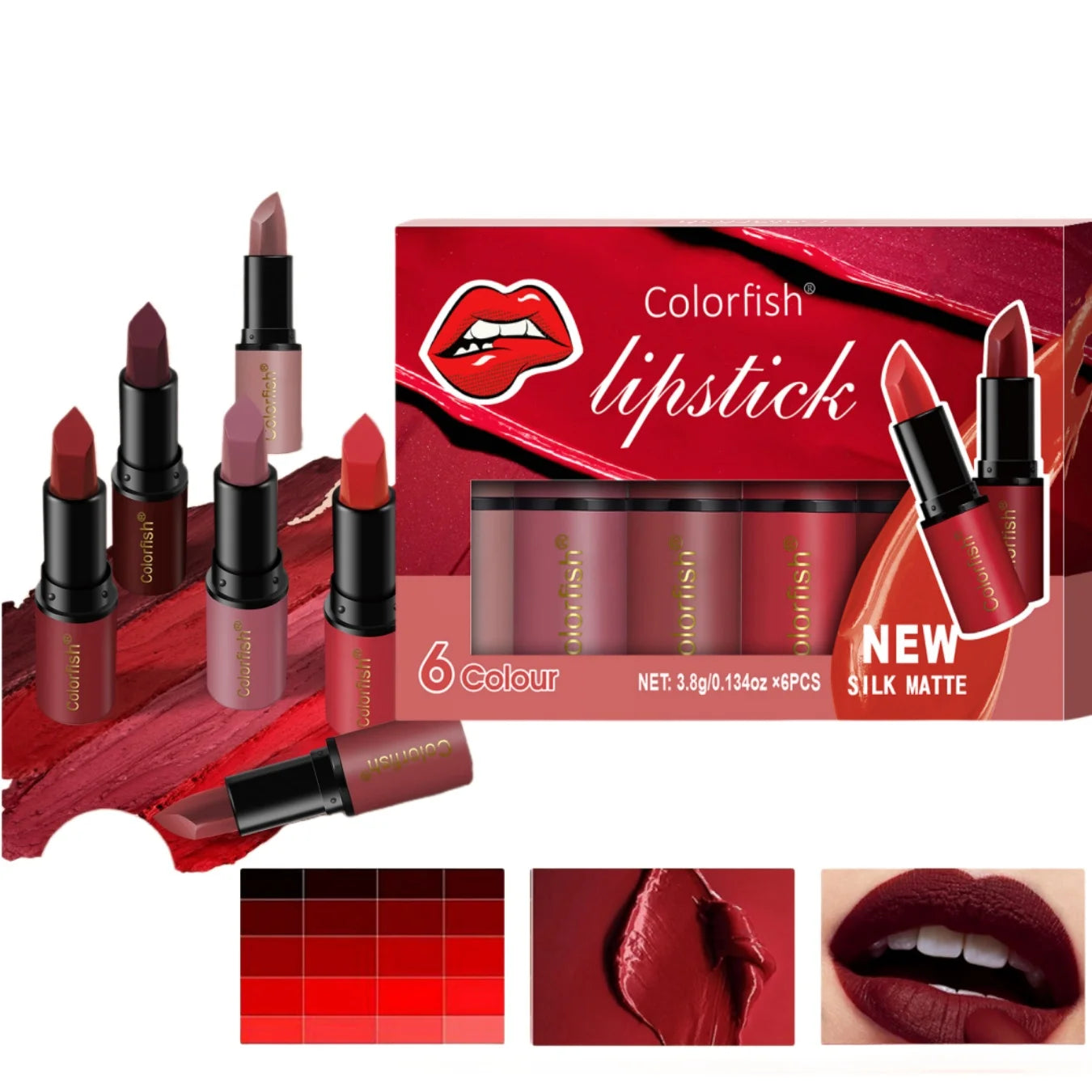 6PCS/set Velvet matte lipstick set, waterproof long-lasting non-stick cup nude lip gloss set