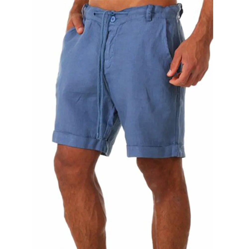 KB 2025 New Men's Cotton Linen shorts Pants Male Summer Breathable Solid Color Linen Trousers Fitness Streetwear S-4XL