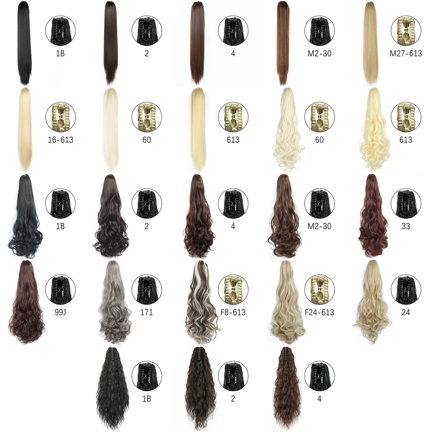 2025 Synthetic Long Straight Claw Clip On Ponytail Hair Extensions 24Inch Heat Resistant Pony Tail Hair piece For Women Daily Party