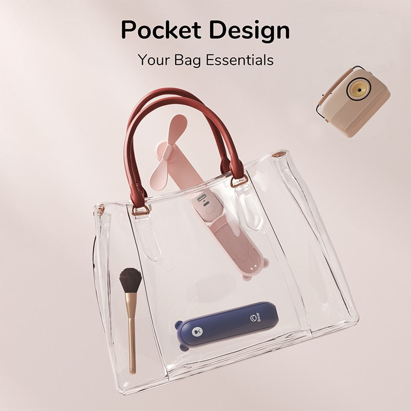 2025 JISULIFE Portable Fan Mini Handheld Fan USB 4800mAh Recharge Hand Held Small Pocket Fan with Power Bank Flashlight Feature