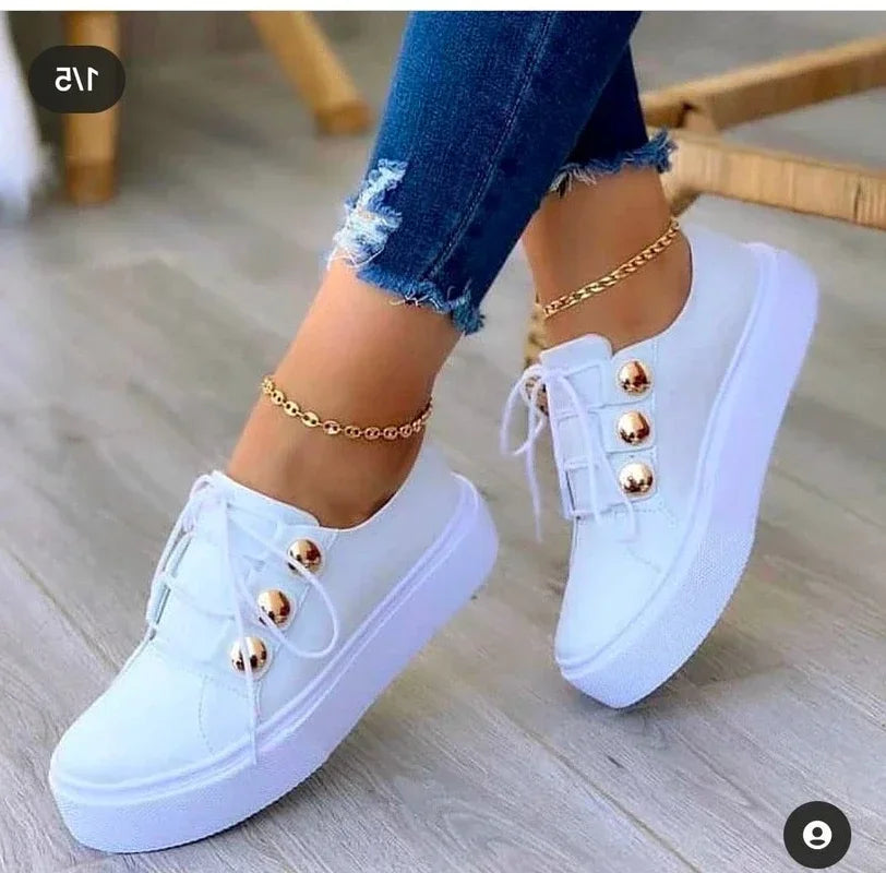 2025 Women Casual Sneakers Woman Fashion Spring Leather PU Sneakers Female Platform Vulcanize Shoes Zapatillas De Mujer
