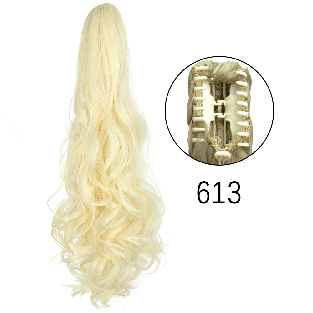 2025 Synthetic Long Straight Claw Clip On Ponytail Hair Extensions 24Inch Heat Resistant Pony Tail Hair piece For Women Daily Party