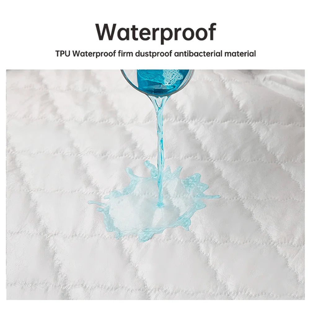 2025 Waterproof Throw Mattress Cover Bed Fitted Sheet Mattress Protector Single/Double/140/160 Muti Size Gray/White