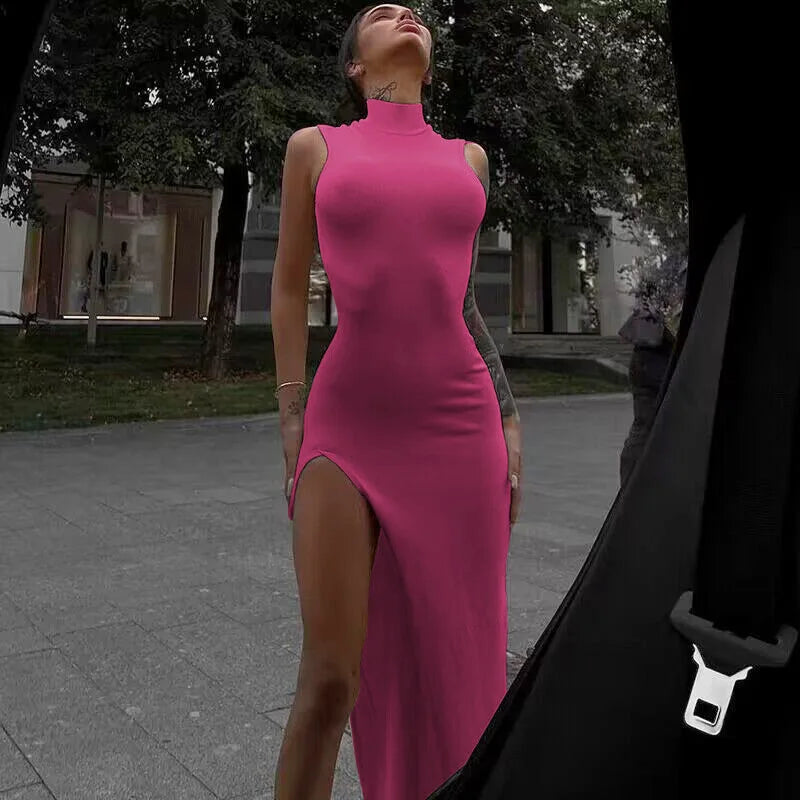 Women Neck-mounted Dress Fold Sexy Backless Elegant Party Cocktail Prom Dresses Beach Holiday Long Evening Dresses Vestidos