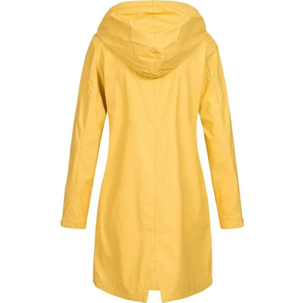 2025 New Arrival Women Clothes Solid Rain Waterproof Jacket Coat Outdoor Hoodie Long Overcoat Plus Size Duster Coats For Women