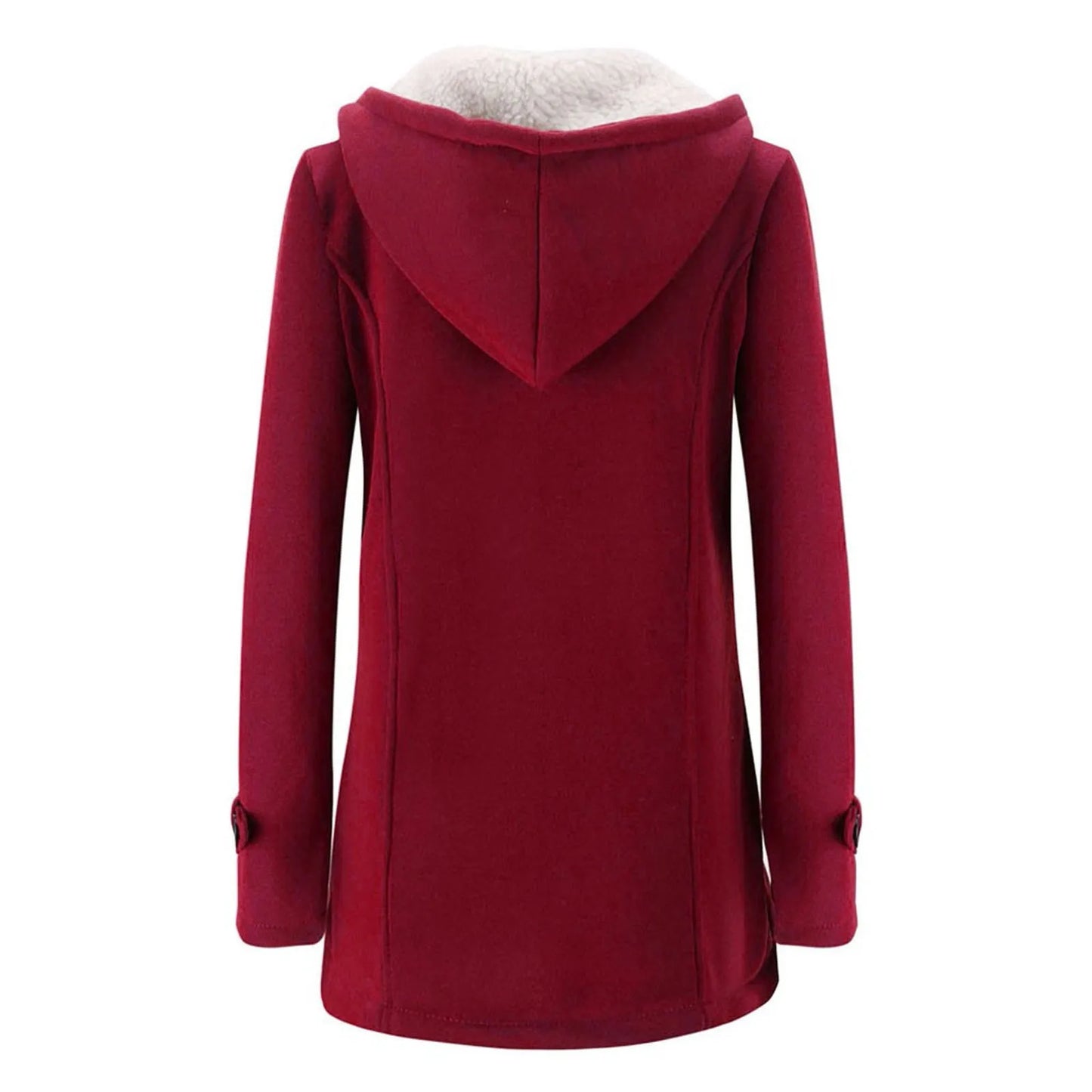 Women Warm Long Sleeve Pullover Blouse Hooded Jacket Coat Horn-buckle Hooded New Mid Length Outerwear with Large Size