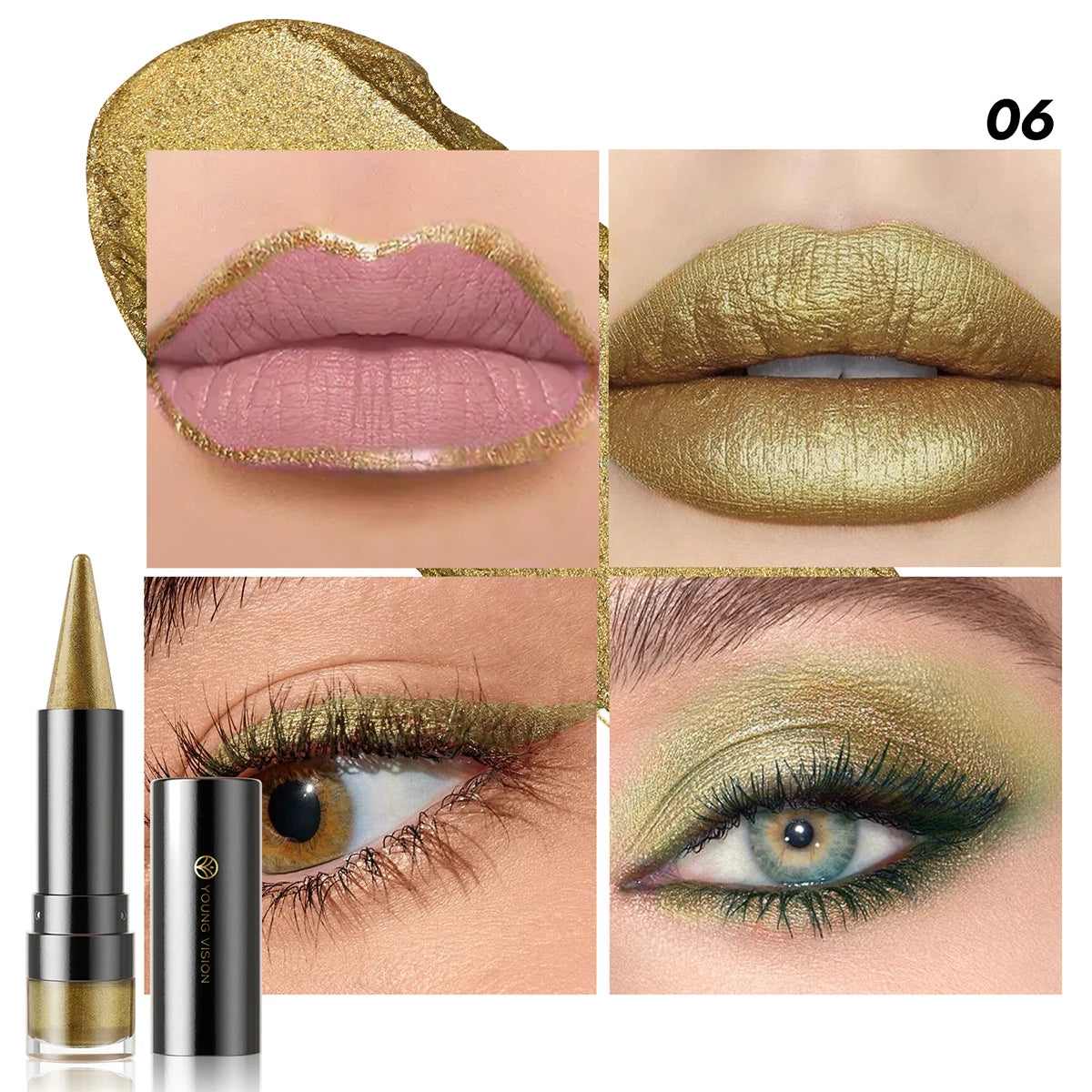YOUNG VISION 6 colors matte pearl fine glitter diamond dual-purpose lipstick long-lasting easy to color non-stick cup lipstick