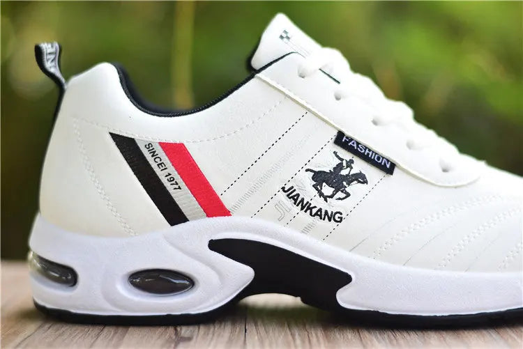 2025 new leather waterproof sports shoes men's running shoes white men's air cushion white casual shoes