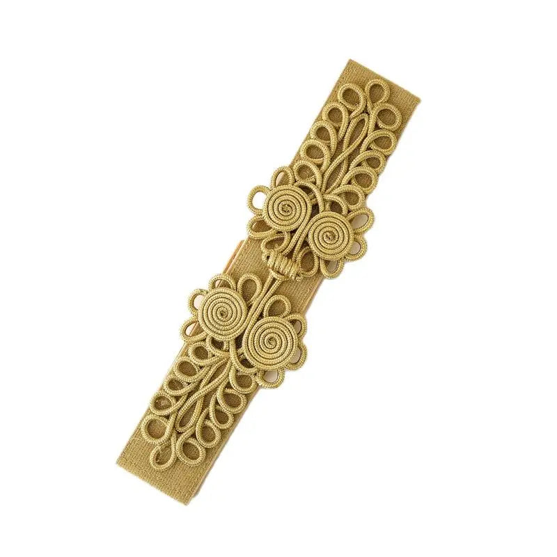 Ladies New Elastic Gold Silver belt Band Stretch Flower Decorative Wide Leather Belts For Women High Quality Fashion 2019 Bg-924