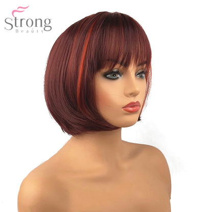 StrongBeauty Short Red Bob Wig Cosplay Women&#39;s Synthetic Capless Wig Natural Wigs