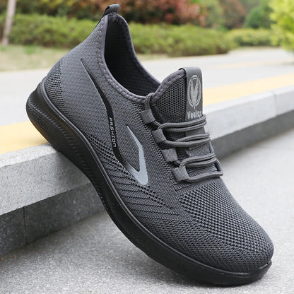Men's Fashionable Solid Woven Knitted Running Shoes - Lightweight, Breathable, Non-Slip - Perfect Sports Shoes for Out - Lightweight, Breathable, Anti-Slip