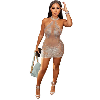 Sexy Summer Women Clothing Mesh Lace Embroidery Nightclub Ladies Dress One-piece Short Skirt Urban Style Elegant Commuting Style