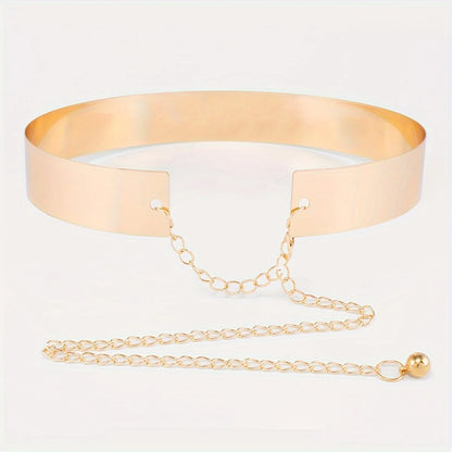 Classic Golden Metal Belt Trendy Adjustable Waist Chain Elegant Dress Girdle Body Jewelry For Women Daily Use