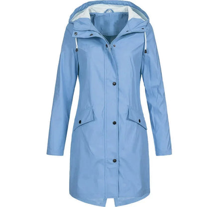 2025 New Arrival Women Clothes Solid Rain Waterproof Jacket Coat Outdoor Hoodie Long Overcoat Plus Size Duster Coats For Women