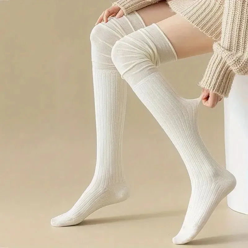 1/4 Pairs Women Solid Color Knee High Socks High Elasticity Breathable Comfortable Suitable All Seasons Casual Long Boots Socks