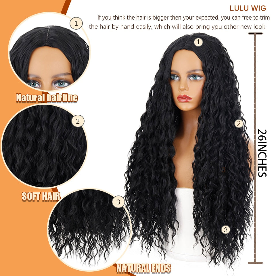 Long Middle Part Synthetic Afro Kinky Curly Wigs for Black Women Cosplay Party High Temperature Synthetic wig