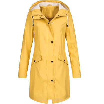 2025 New Arrival Women Clothes Solid Rain Waterproof Jacket Coat Outdoor Hoodie Long Overcoat Plus Size Duster Coats For Women