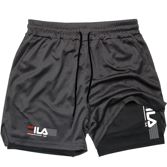 2025 Men's Two-in-one Sports Shorts Breathable Casual Quick-drying Double-layer Shorts Summer Running Sportswear Bottoms M-3XL