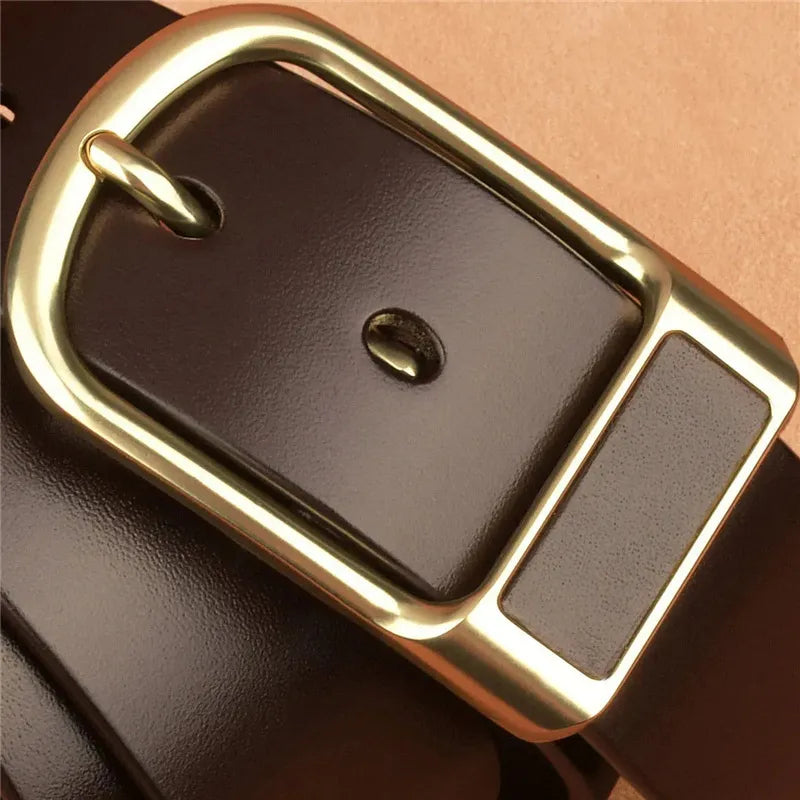 Genuine Leather For Men's High Quality Buckle Jeans Cowskin Casual Belts Business Cowboy Waistband Male Fashion Designer 2023 New