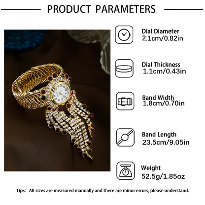 2pcs Set Watch For Women Watches Luxury Women's Rhinestone Diamond Tassel Fashion Versatile Bracelet Watch A Luxury Love Ri