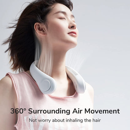 JISULIFE Portable Neck Fan USB Rechargeable Bladeless FAN MINI Electric Ventilador Silent Neckband Wearable Cooling for Sports