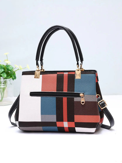 New luxury handbag for women with random grid design, fashionable shoulder bag, women's handbag