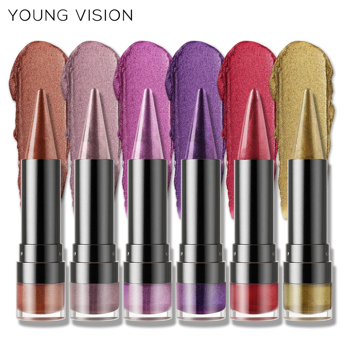 YOUNG VISION 6 colors matte pearl fine glitter diamond dual-purpose lipstick long-lasting easy to color non-stick cup lipstick