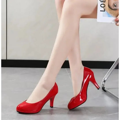 2024 High Heels Shoes Women White Wedding Shoes Thick High Heels Fashion Party Pumps Footwear Yellow Red Big Size 35-41