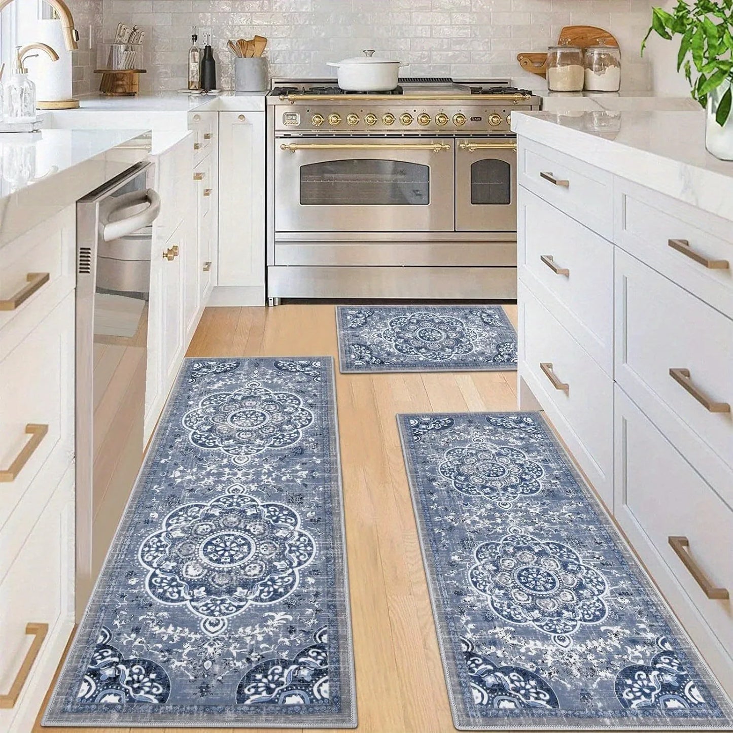 3 pcs set floor mat Bohemian style rugs kitchen carpet Non-slip comfortable washable kitchen decoration office bedroom corridor
