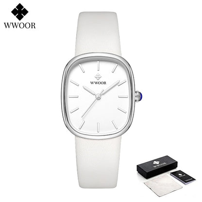 WWOOR 2023 Women Watch Fashion Leather Quartz Bracelet Watch Top Brand Luxury Waterproof Ladies Wristwatch Montre Femme Feminino