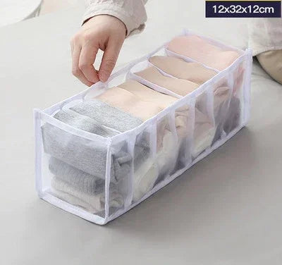 Dormitory Bra Closet Organizer for Socks Home Separated Underwear Storage Box 7 Grids Bra Organizer Foldable Drawer Organizer