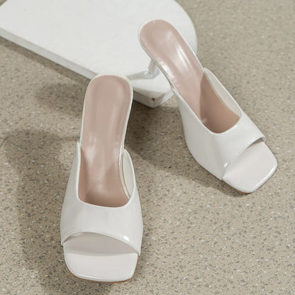 2025 Women High Heel Sandals Summer New Fashion Square Toe Open Toe Women Elegant Casual Comfortable Black High Heel Sandals