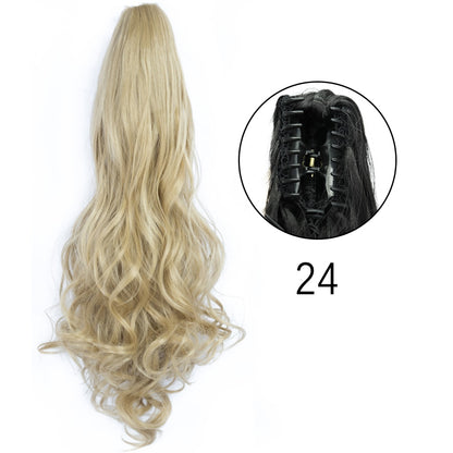 Synthetic Long Straight Claw Clip On Ponytail Hair Extensions 24Inch Heat Resistant Pony Tail Hair piece For Women Daily Party