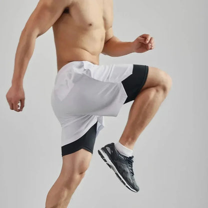 2025 Men's Two-in-one Sports Shorts Breathable Casual Quick-drying Double-layer Shorts Summer Running Sportswear Bottoms M-3XL