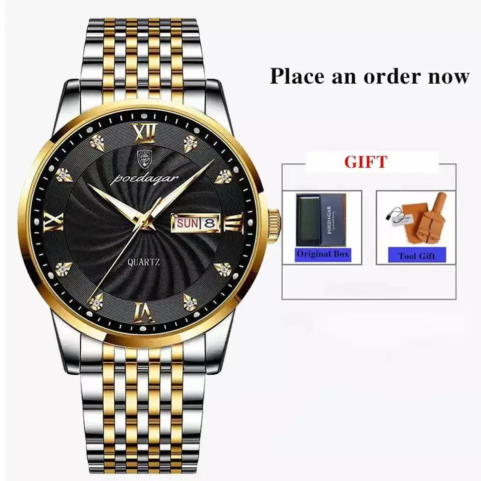 New Top Brand Luxury Mens Watches Luminous Waterproof Stainless Steel Watch Quartz Men Date Calendar Business Wristwatch