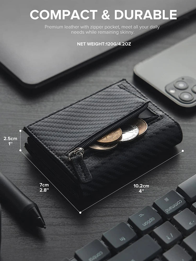 Credit Card Holder  RFID Blocking Bifold Wallet Men's Wallet with Coin Compartment and Banknote Compartment