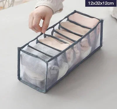 Dormitory Bra Closet Organizer for Socks Home Separated Underwear Storage Box 7 Grids Bra Organizer Foldable Drawer Organizer