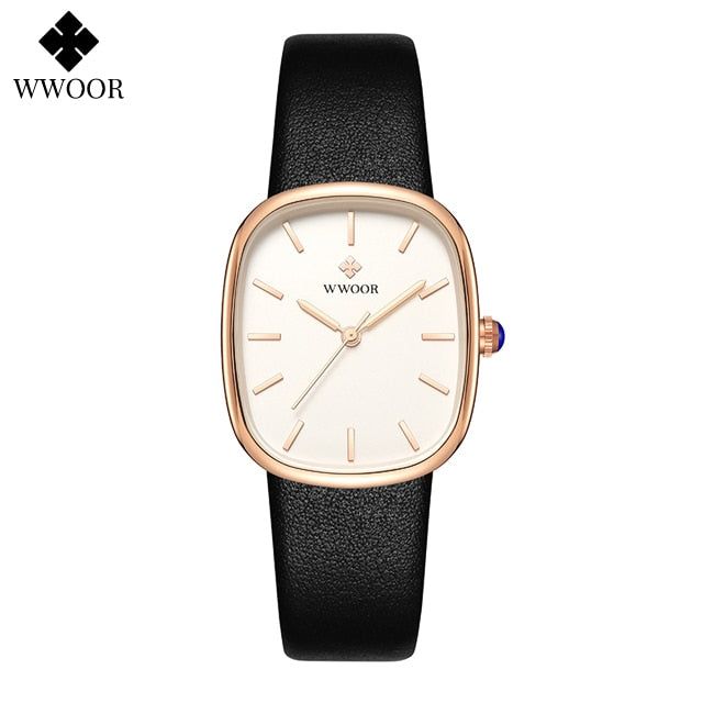 WWOOR 2023 Women Watch Fashion Leather Quartz Bracelet Watch Top Brand Luxury Waterproof Ladies Wristwatch Montre Femme Feminino