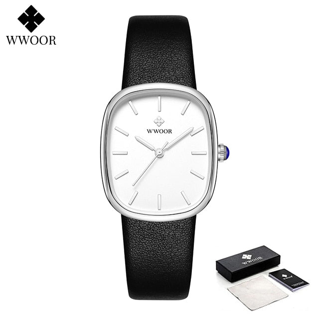 WWOOR 2023 Women Watch Fashion Leather Quartz Bracelet Watch Top Brand Luxury Waterproof Ladies Wristwatch Montre Femme Feminino