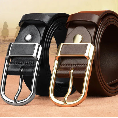 Genuine Leather For Men's High Quality Buckle Jeans Cowskin Casual Belts Business Cowboy Waistband Male Fashion Designer 2023 New