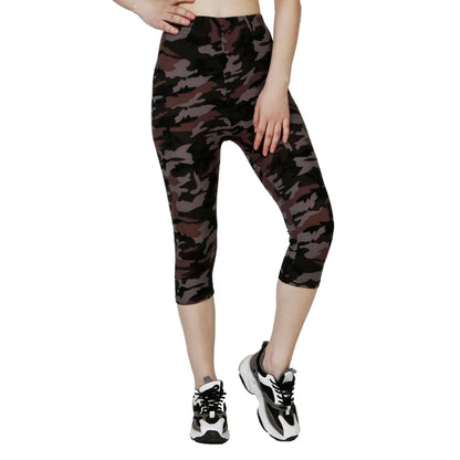 Fashionable leisure vacation camouflage tight pants, fitness women's printed summer soft cropped leggings