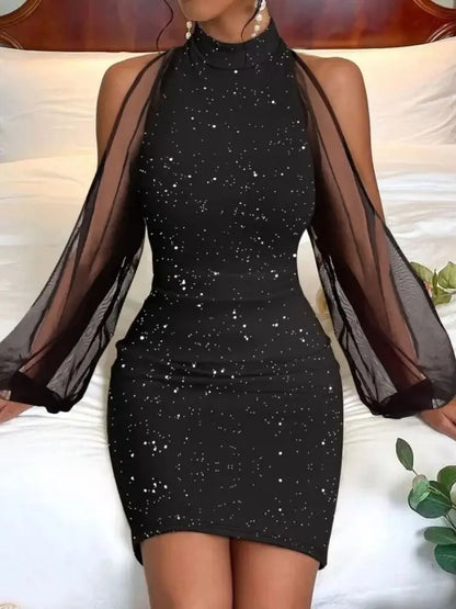 Wmstar Dresses Women's Clothing Mesh Sleeve Hollow Out Sleeve Bodycon Mini Party Dress Summer Wholesale Dropshipping 2023