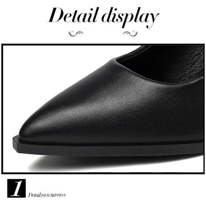Soft PU Non-slip Single Shoe Work Shoes Women's Pumps Black Professional Interview High Heels Mid Heeled Work Leather Shoes