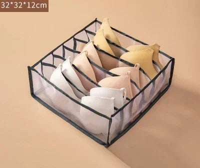 Dormitory Bra Closet Organizer for Socks Home Separated Underwear Storage Box 7 Grids Bra Organizer Foldable Drawer Organizer