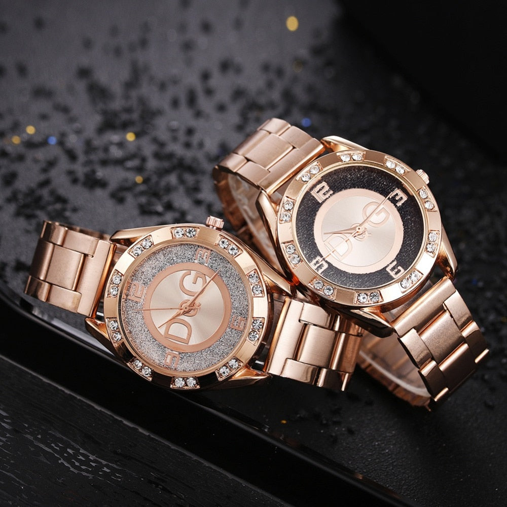 2023 Women&#39;s Watches Luxury Brand Fashion Rhinestone Stainless Steel Quartz Ladies Wristwatches Reloj Mujer Best Selling Montre