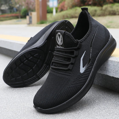 Men's Fashionable Solid Woven Knitted Running Shoes - Lightweight, Breathable, Non-Slip - Perfect Sports Shoes for Out - Lightweight, Breathable, Anti-Slip
