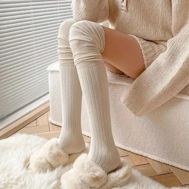 1/4 Pairs Women Solid Color Knee High Socks High Elasticity Breathable Comfortable Suitable All Seasons Casual Long Boots Socks