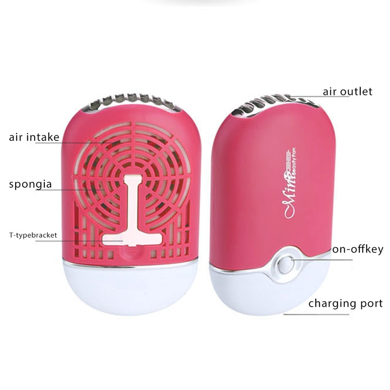 New USB Mini Fan Air Conditioning Blower USB Charging Eyelash Hair Dryer Portable Nail Polish Quick Dry Pocket Cooling Fan